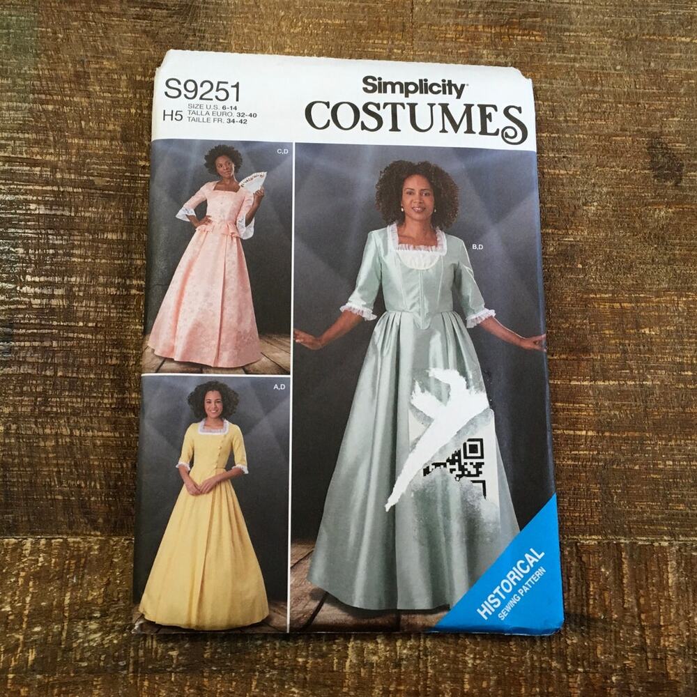 Simplicity Sewing Pattern S9251 Hamilton Colonial Revolutionary Dress 6-14 UNCUT